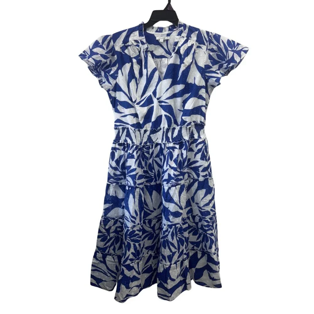 Chicos Flutter Sleeved Maxi Dress - Blue & White Vacation Dress - Chicos Size 3 - Picture 3 of 12